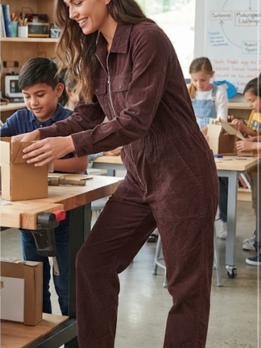 GAP Women's Corduroy Jumpsuit in Deep Brown